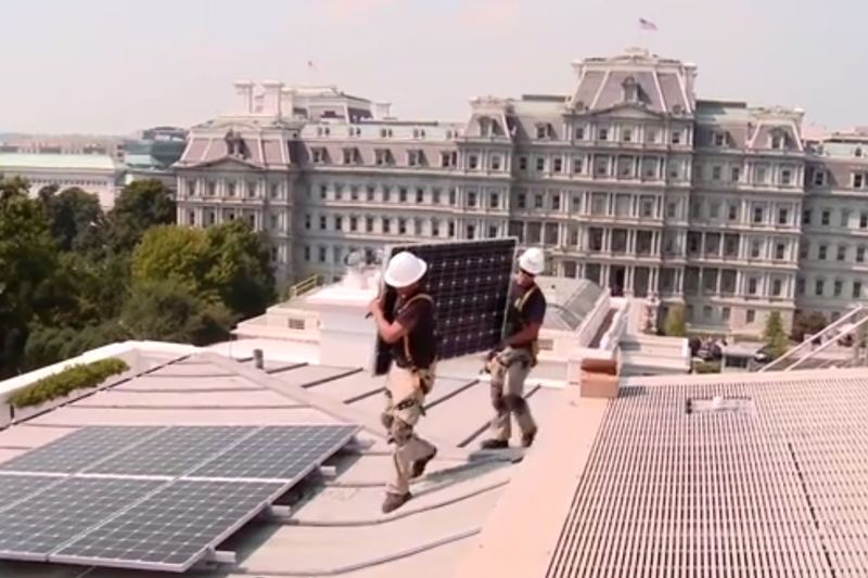 Solar panels on a residential roof